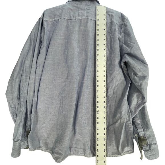 Burnside Button Up Shirt Mens XL Blue White Striped Missing a Button 100% Cotton - Picture 4 of 7